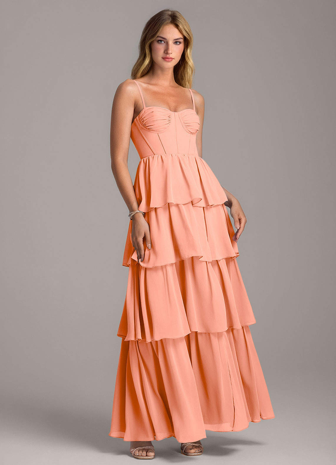 Azazie Alanna Bridesmaid Dresses Sunset A-Line Sweetheart Neckline Chiffon Dress image1