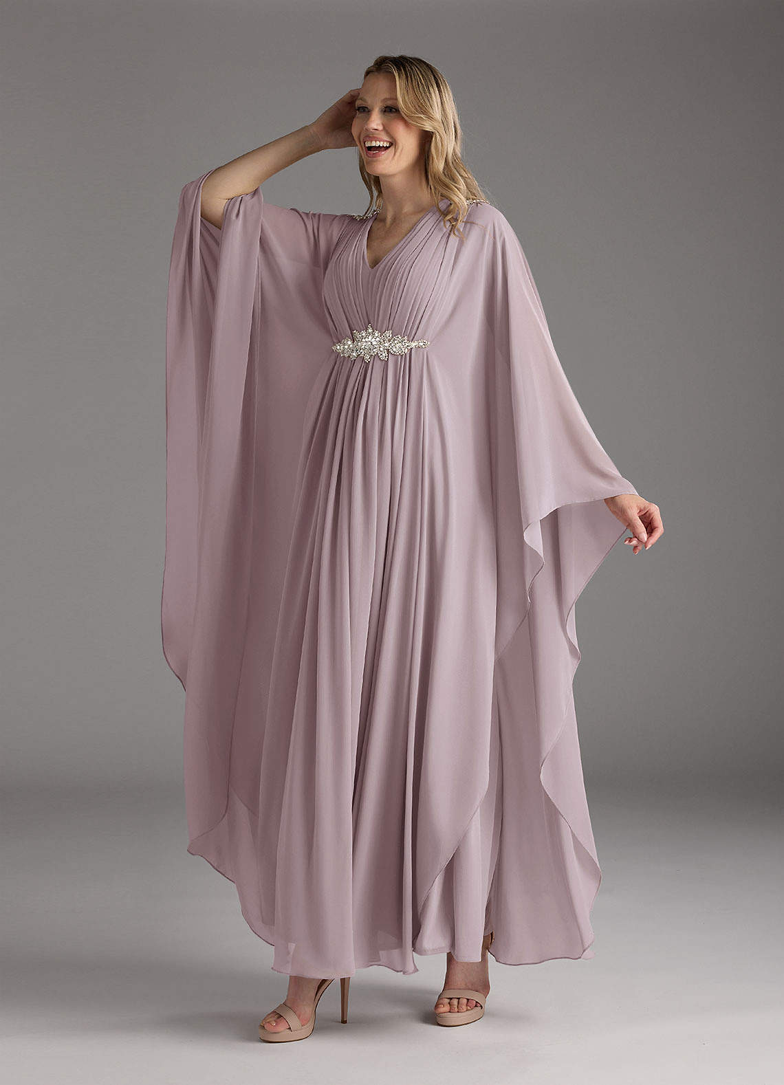 Azazie Drew Mother of the Bride Dresses Dusk A-Line Pleated Chiffon Dress image1
