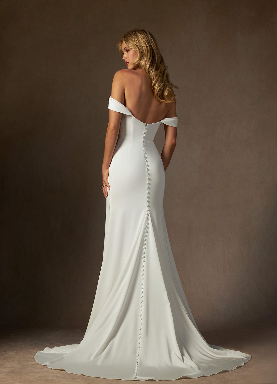 Azazie Brenna Wedding Dresses Diamond White Mermaid Strapless Crepe Back Satin Dress image6
