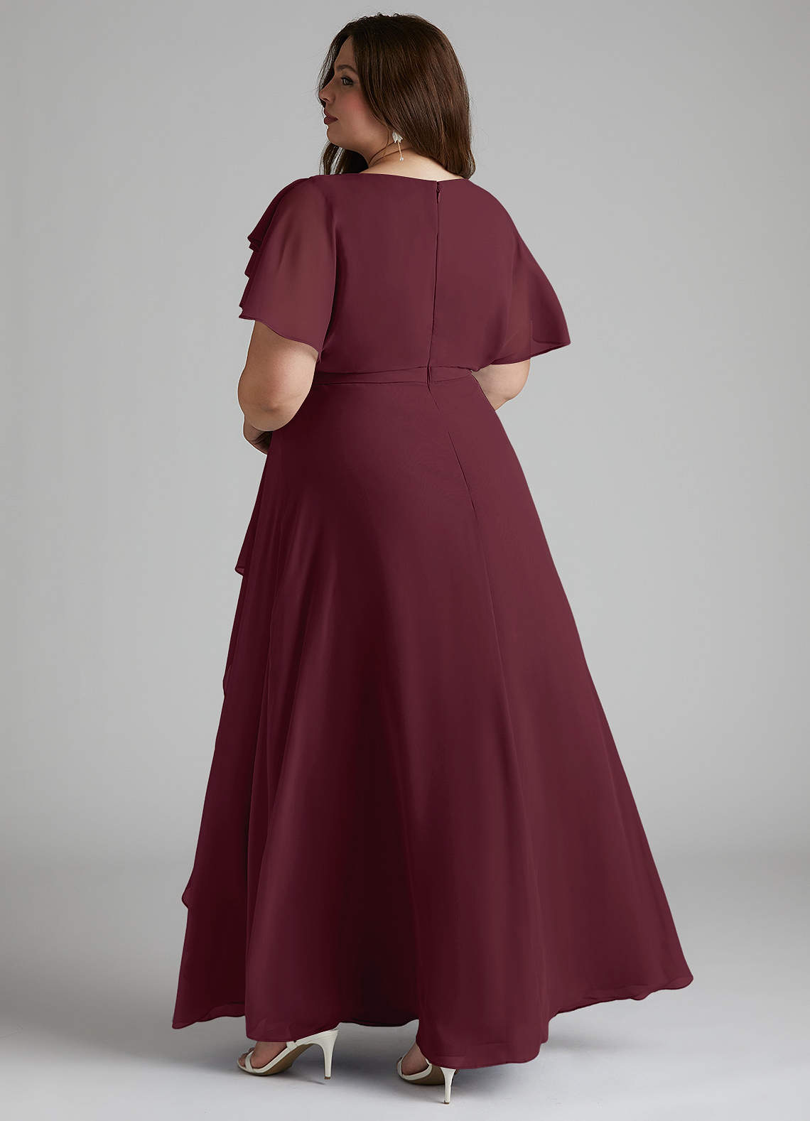 Azazie Aaliyah Modest Bridesmaid Dresses A-Line Scoop Pleated Chiffon Floor-Length Dress image8