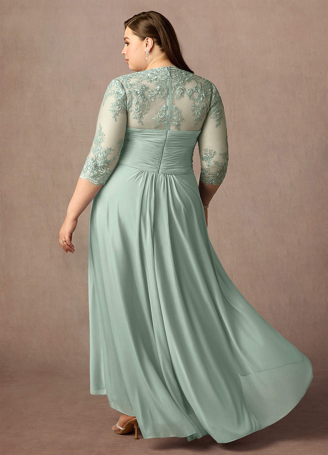 Azazie Anne Agave Sheath Sweetheart Sequins Lace Dress Ready to