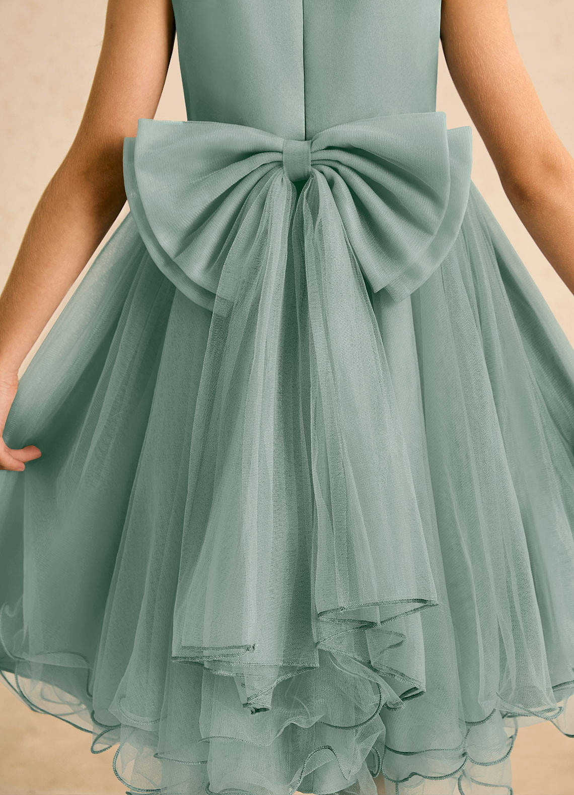 Azazie Lass Flower Girl Klänningar Klä A-Line i Tyll Rosett image5