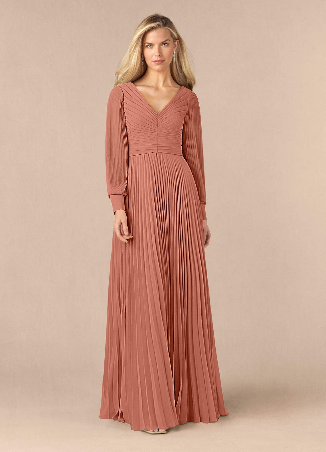 Azazie Zina Mother of the Bride Dresses MAI TAI A-Line Pleated Chiffon Dress image1