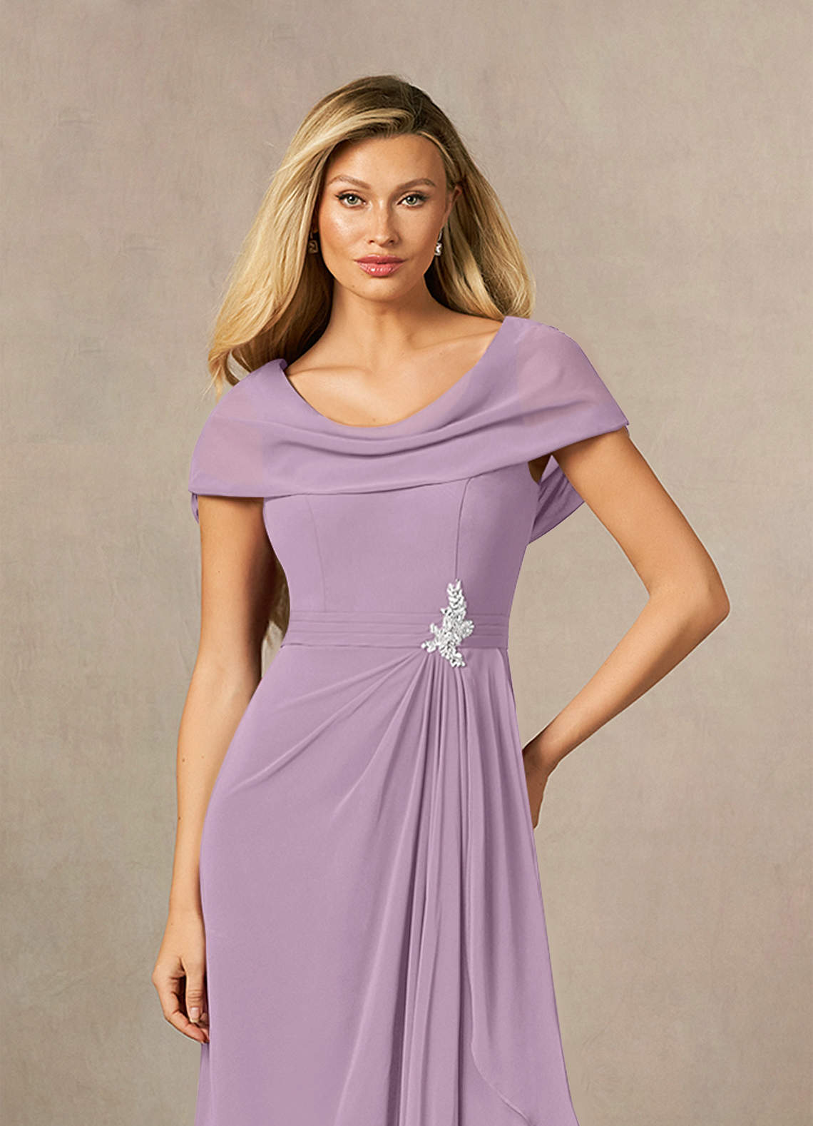 Half Sleeves Long Gown with Slit Wisteria main image 1