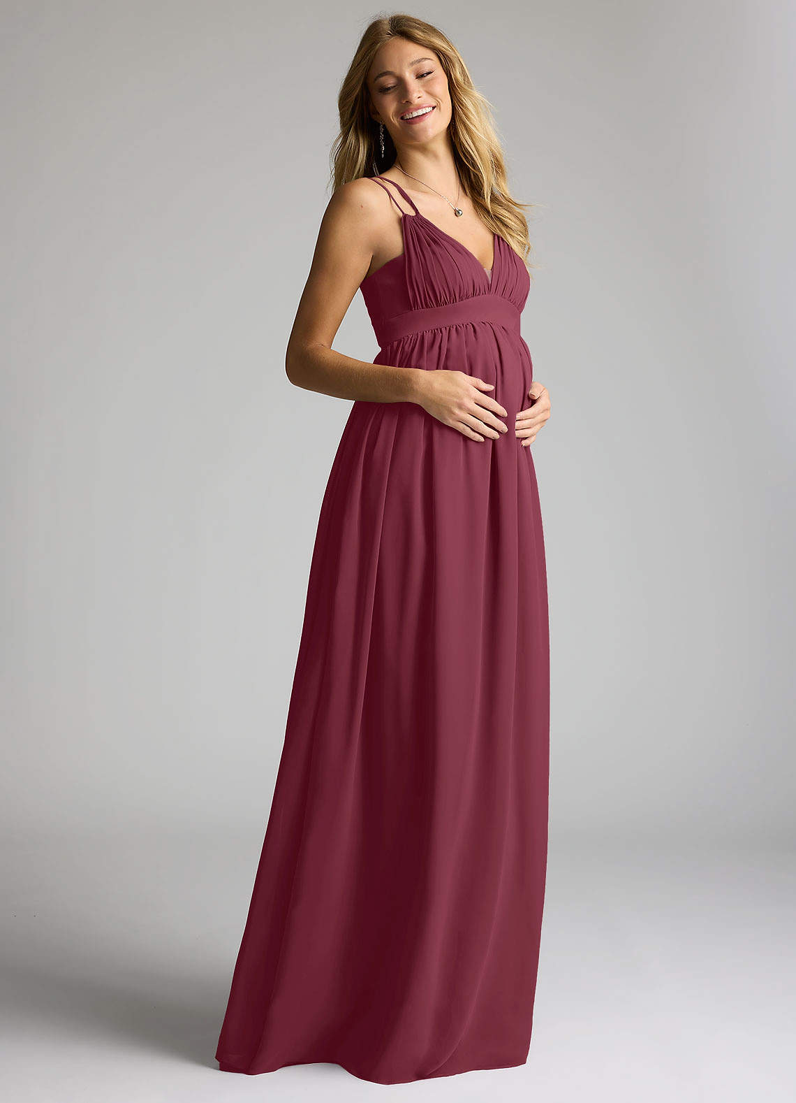 Azazie Emree vestidos de dama de honor de maternidad Vestido de Corte En A Hasta el suelo Gasa image1