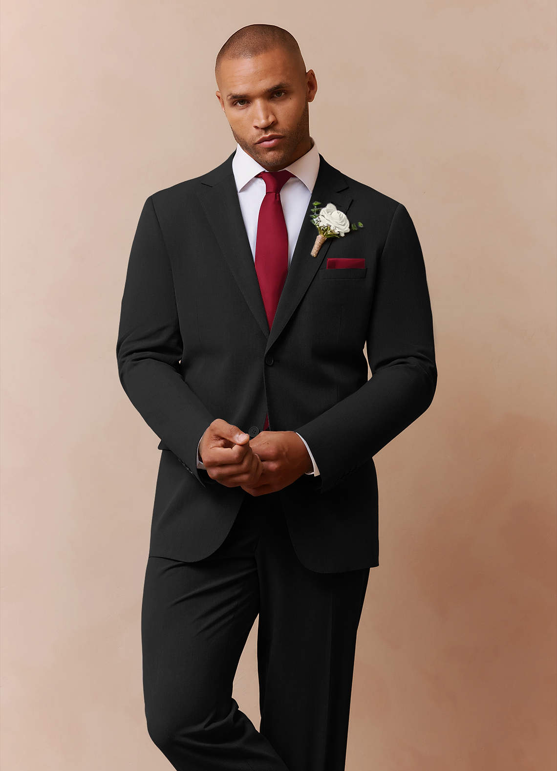 front Savile Black Wool Blend Suit Jacket