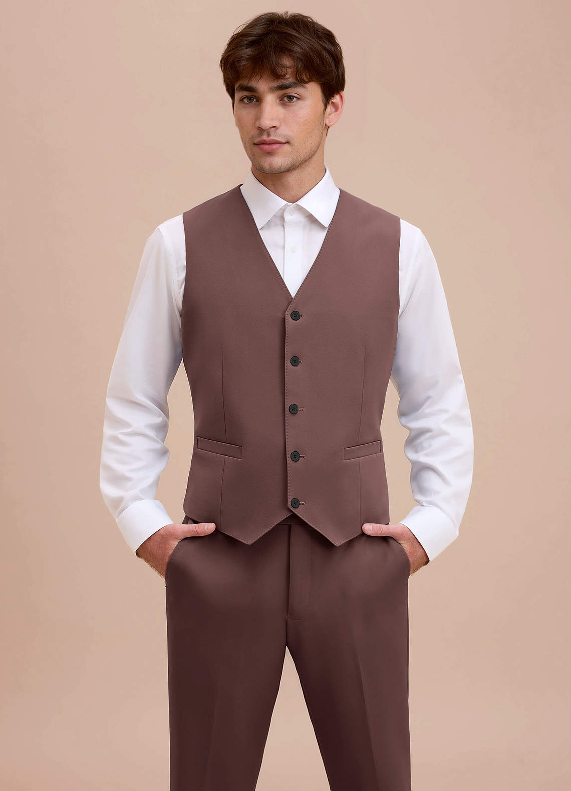 front Ethan Espresso Refined Weave Suit Vest
