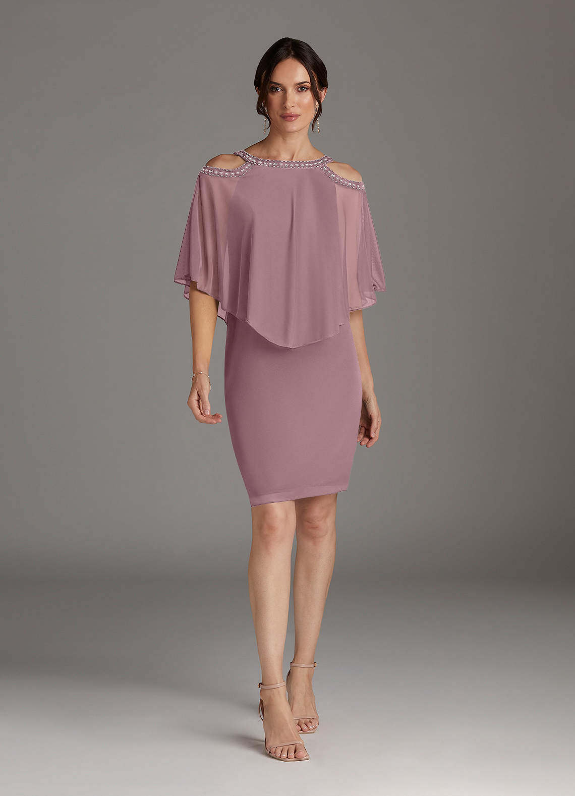 Azazie Junibee Mother of the Bride Dresses Dusty Rose Sheath Sequins Mesh Dress image1