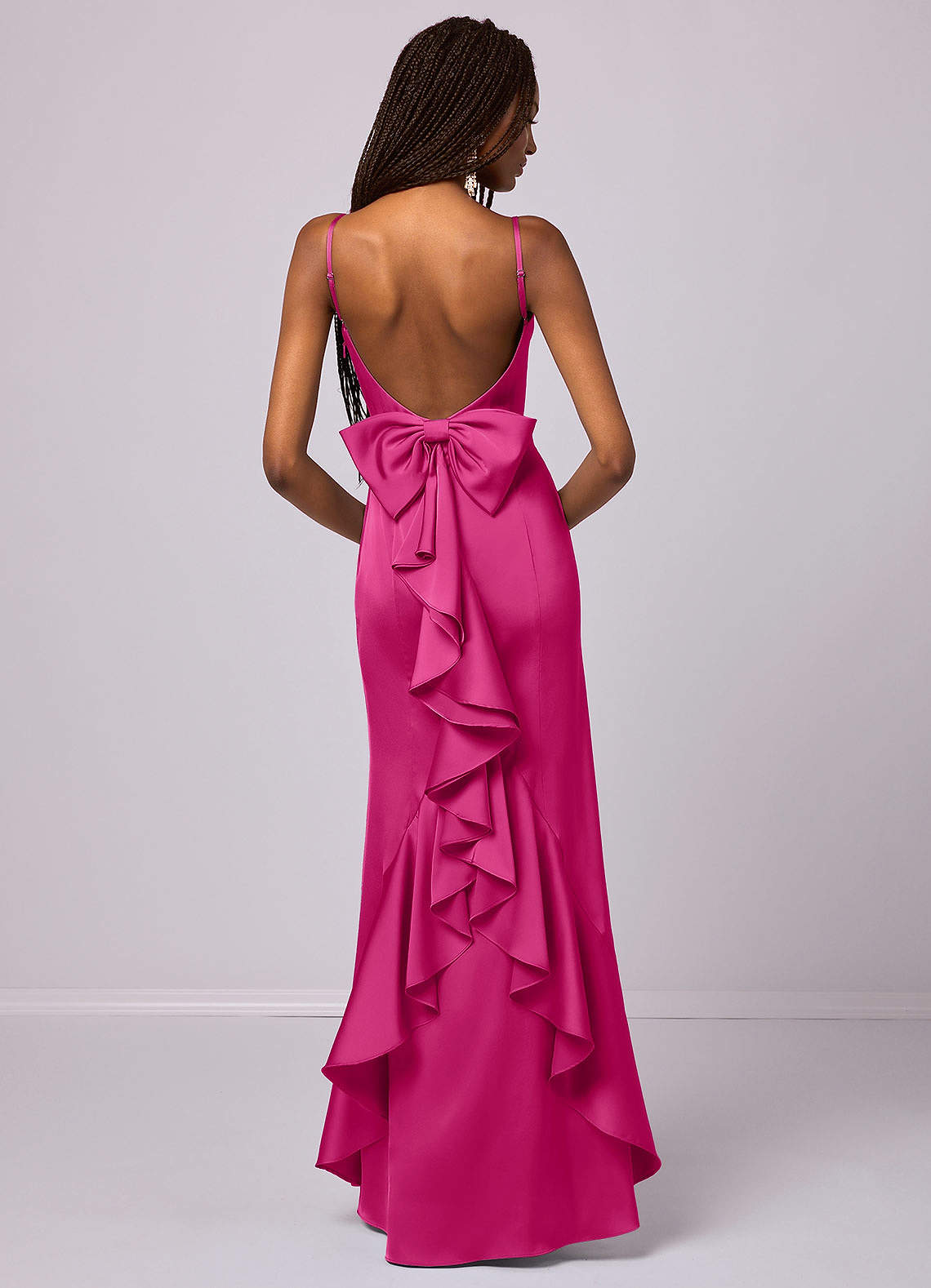 Barbie ♥ Azazie Bridesmaid Dresses Mermaid Bow Stretch Satin Floor-Length Dress image1