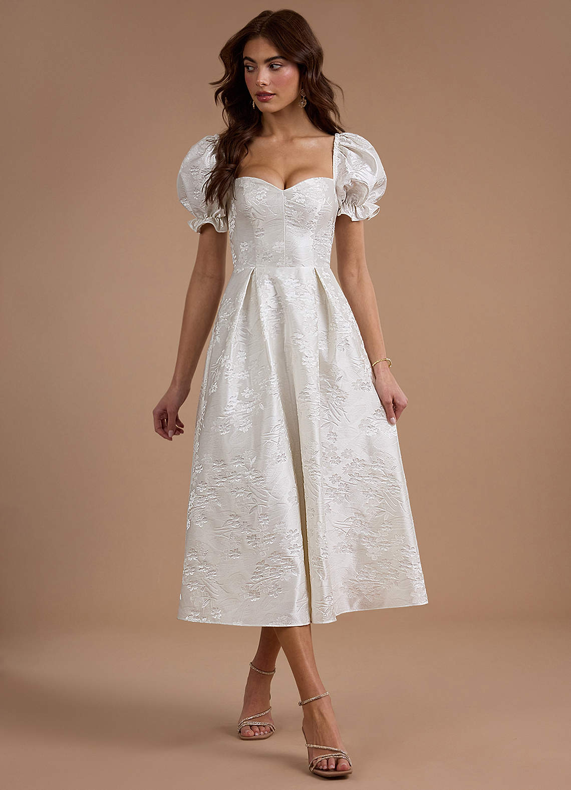 Charly Ivory Pearl Midi Dress | Azazie CA