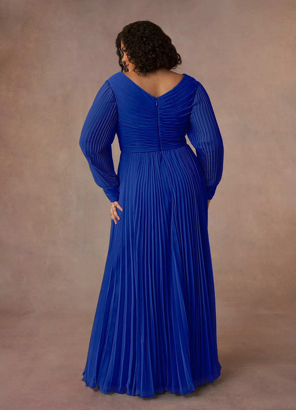 Azazie Zina Mother of the Bride Dresses Royal Blue A-Line Pleated Chiffon Dress image7