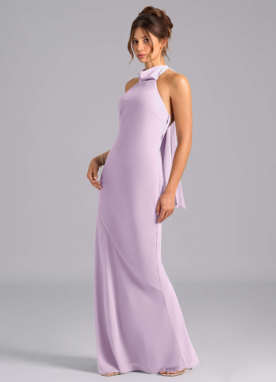 Azazie Velli Bridesmaid Dresses Frosted Lilac Mermaid Bow Chiffon Dress image1