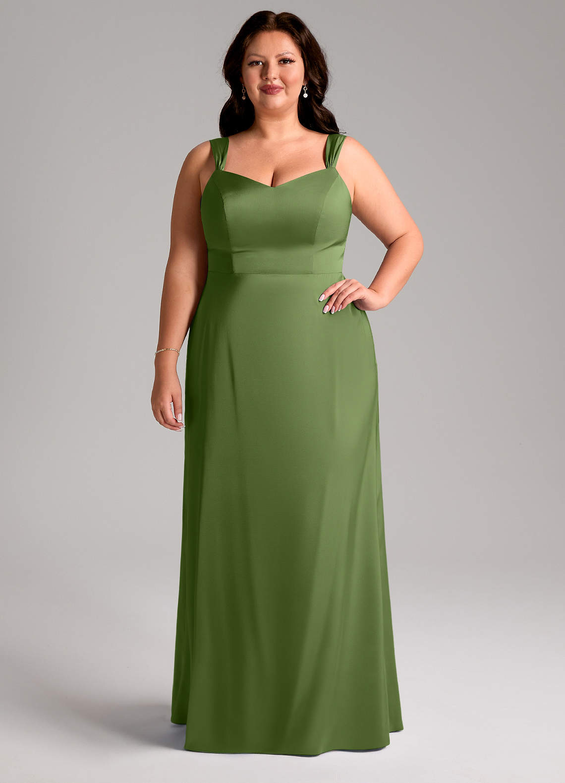 Azazie Denice Suknie dla druhen Osłona Pofałdowany Satyna elastyczna Do ziemi Sukienka image7