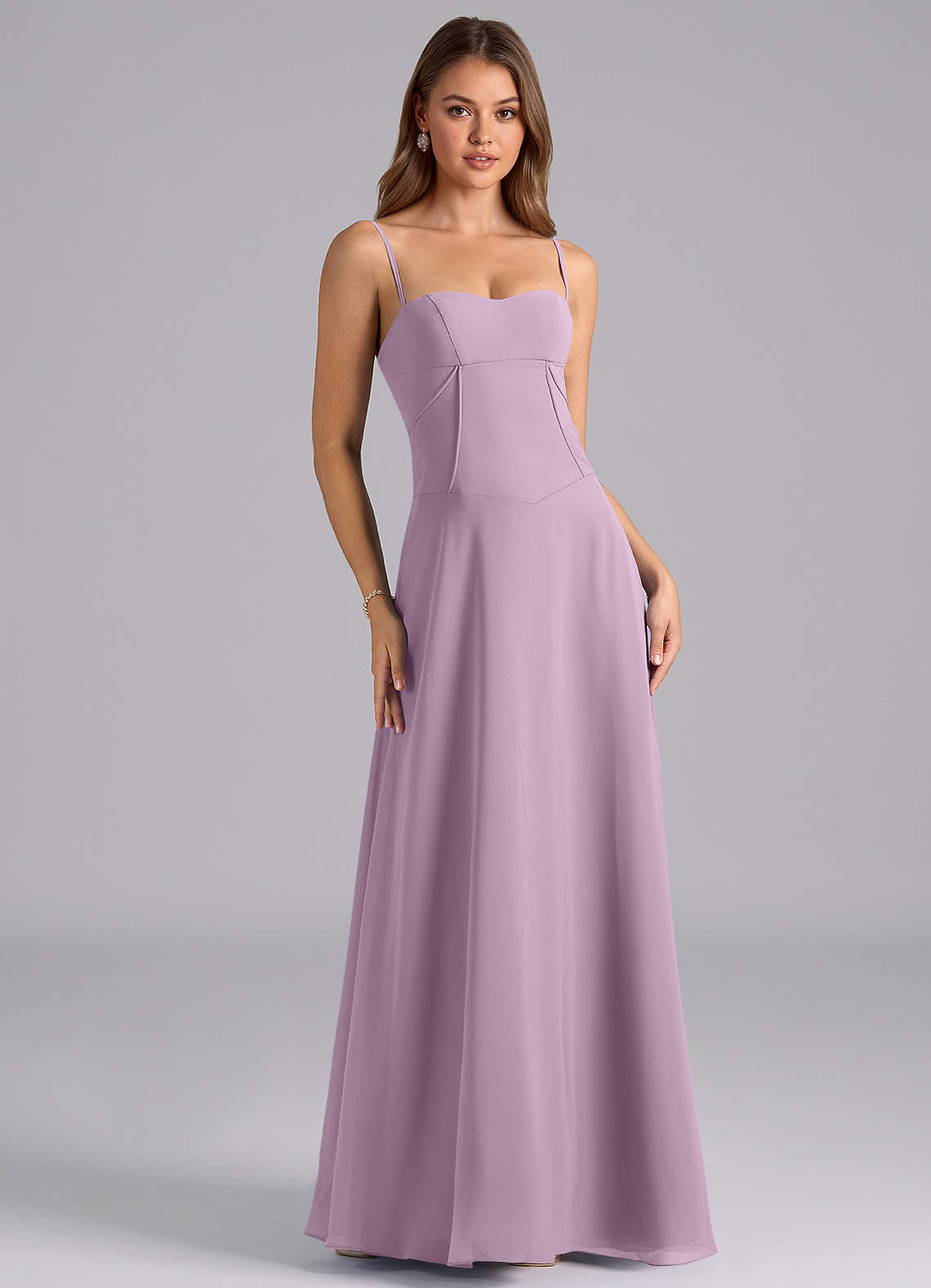 Azazie Valentine Bridesmaid Dresses Wisteria A-Line Corset Chiffon Dress image1
