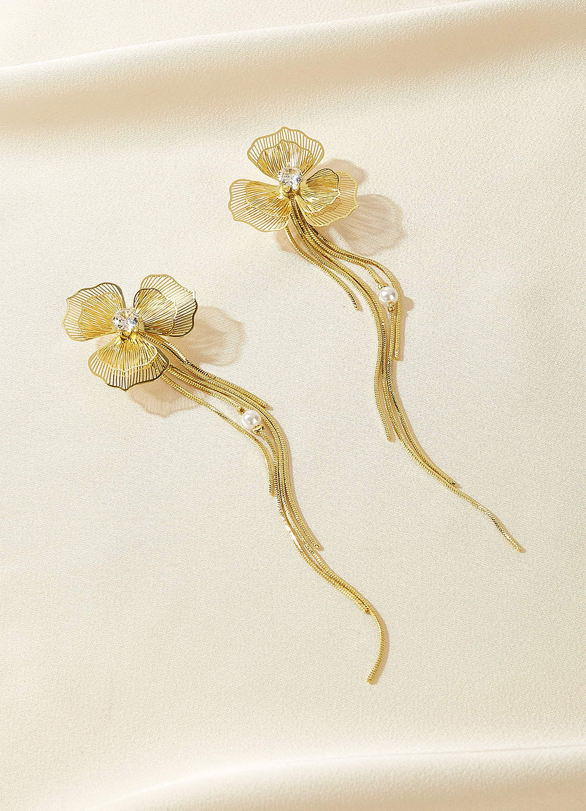 front Petals and Tassels Statement Earrings