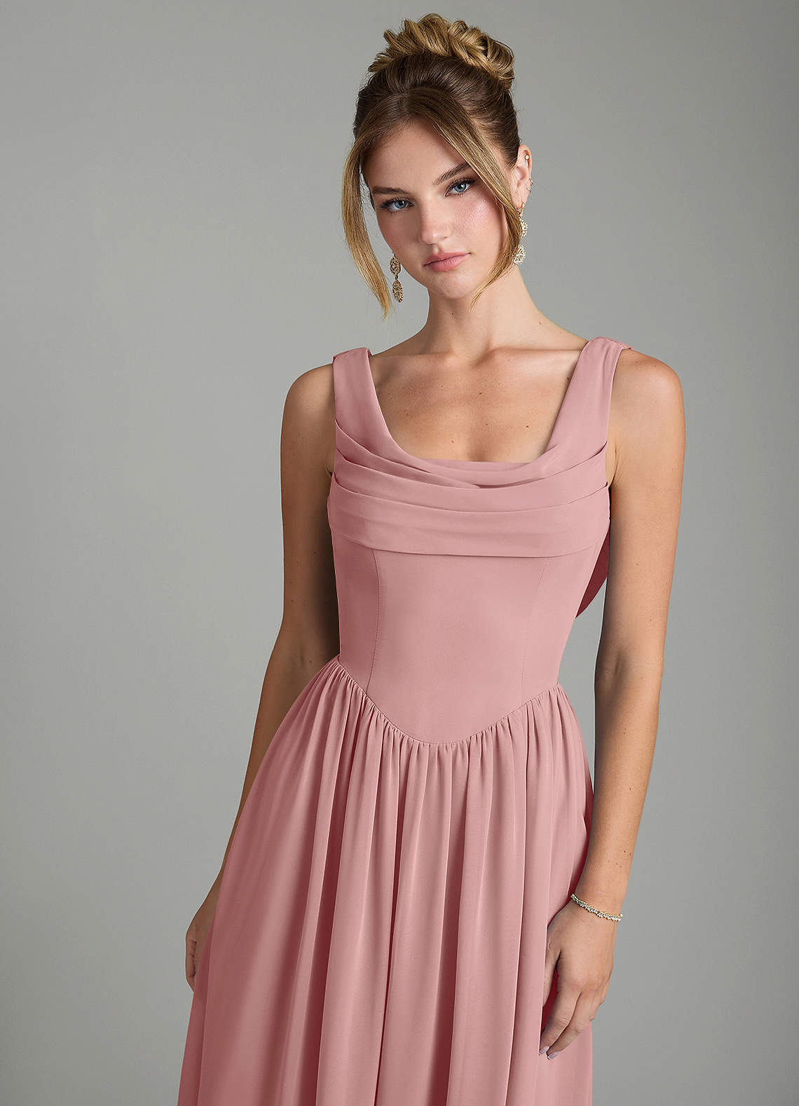 Azazie Novi Bridesmaid Dresses Dusty Rose A-Line Pleated Chiffon Dress image5