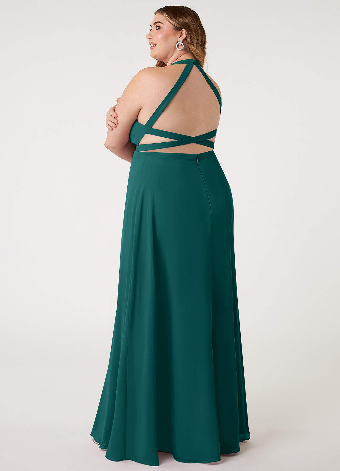 white christmas dresses Berylove Women Sage Green Maxi Bridesmaid Dress with Pleated Halter Chiffon A Line Wedding Party Guest Dress, Dusty Sage / US16 main image 1