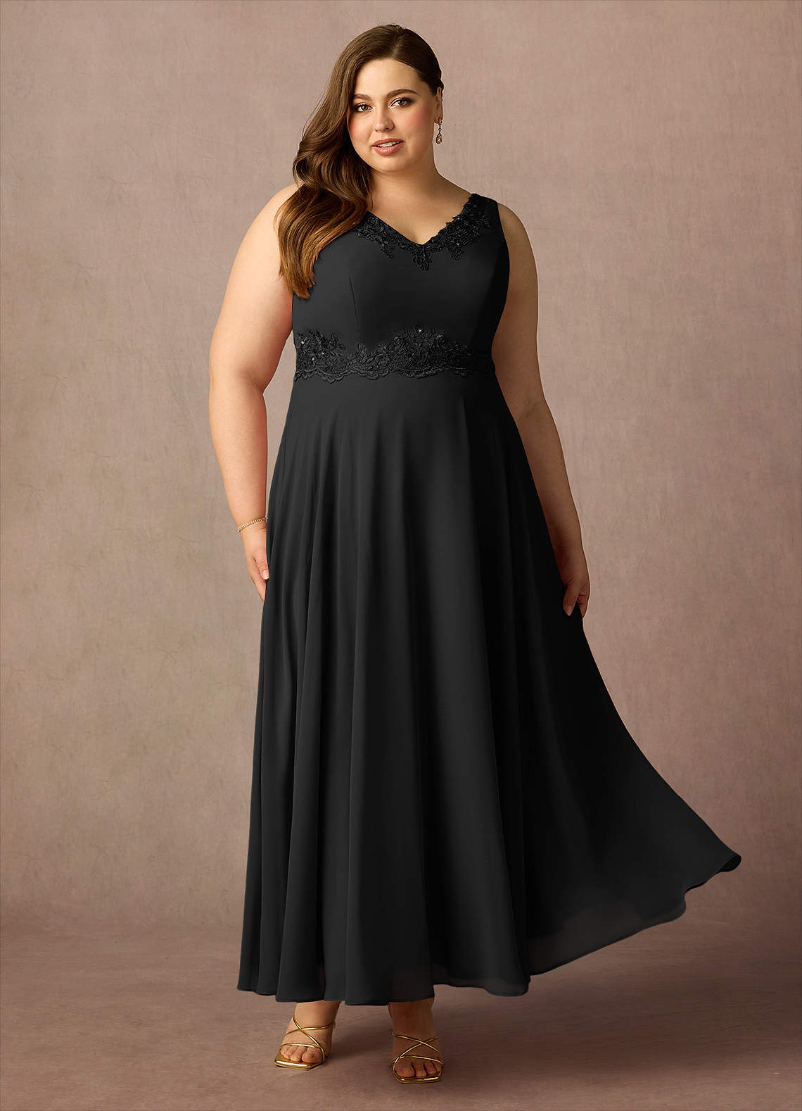 Azazie Devana Mother of the Bride Dresses Black A-Line Sequins Chiffon Dress image12