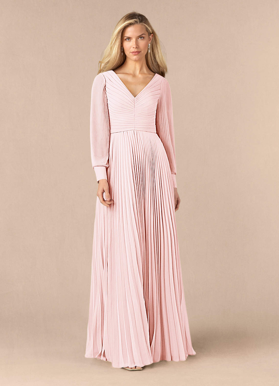 Azazie Zina Mother of the Bride Dresses Blushing Pink A-Line Pleated Chiffon Dress image1