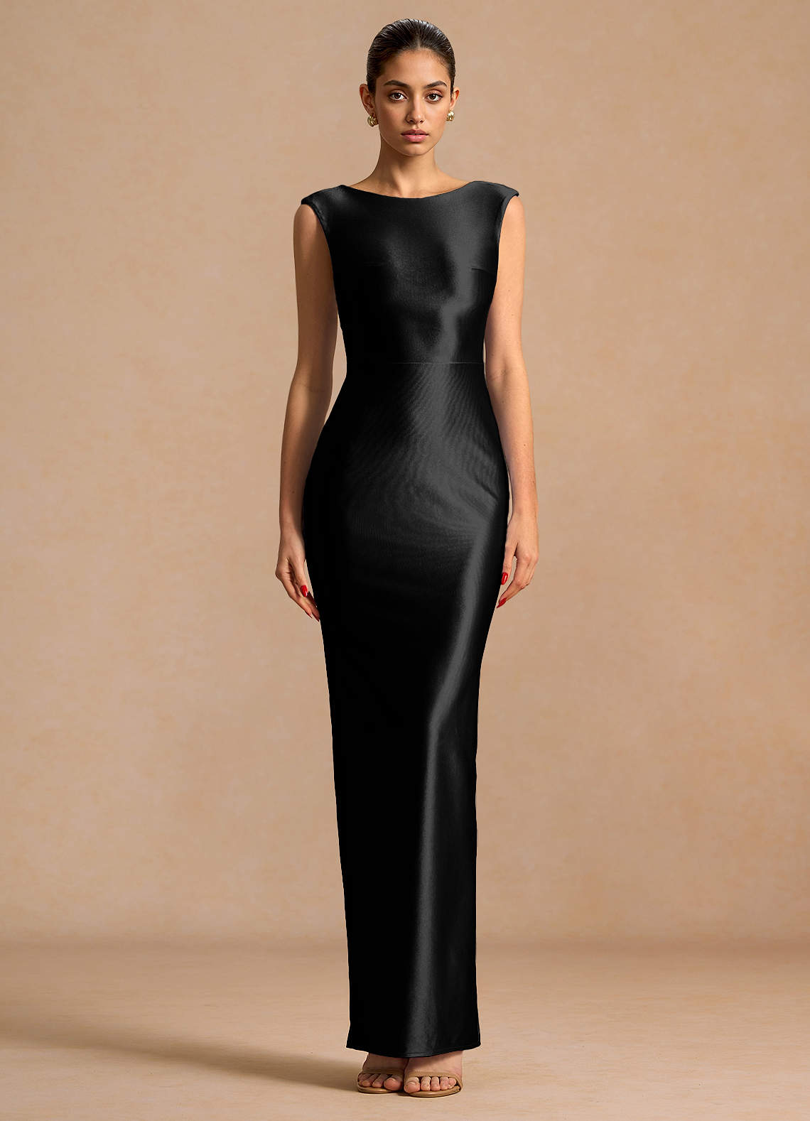 Azazie Black Sleeveless Column Evening Dress / Gown
