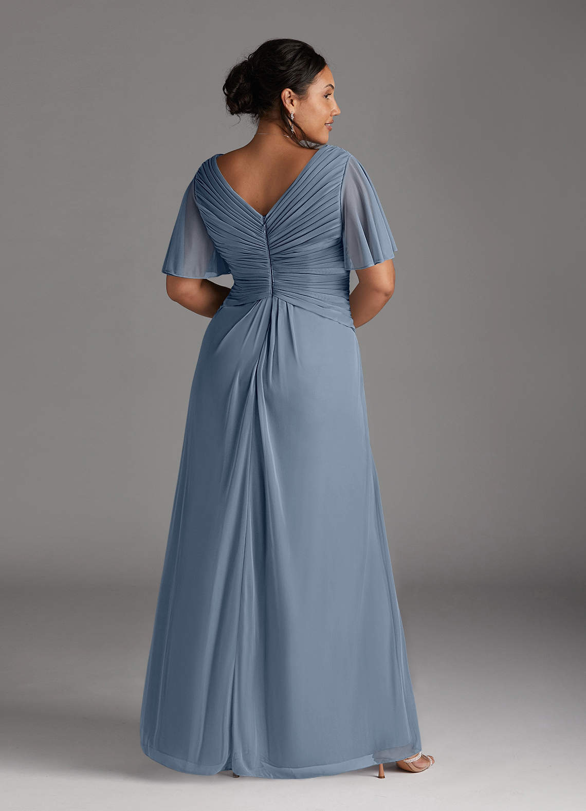 Azazie Emmeline Mother of the Bride Dresses Twilight A-Line V-Neck Pleated Mesh Dress image7