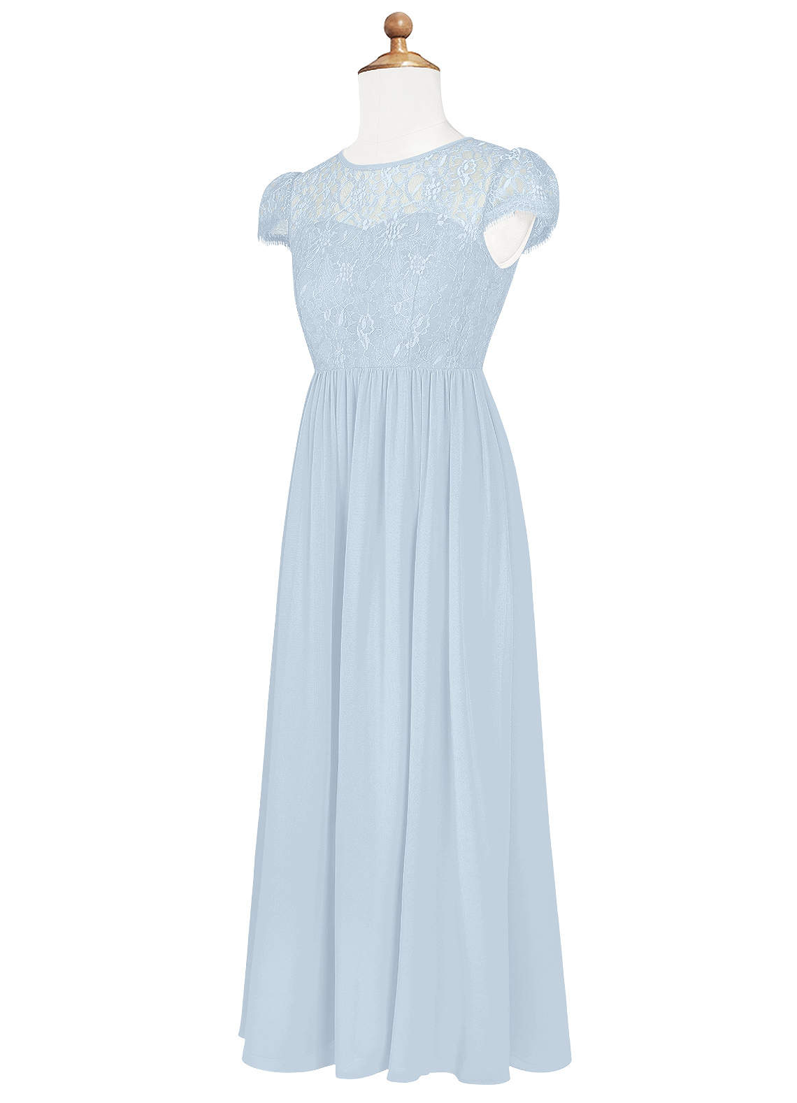 Azazie Delevingne A-Line Lace Chiffon Floor-Length Junior Bridesmaid Dress image1