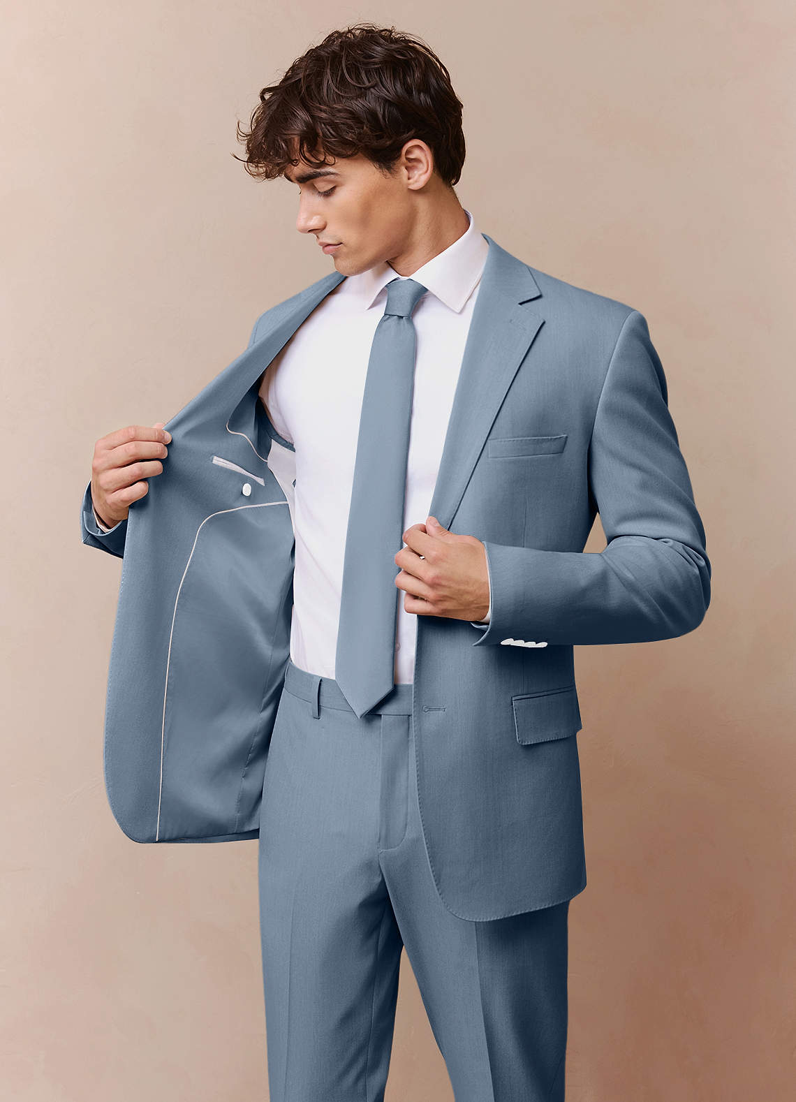 front James Dusty Blue Structured Stretch Suit Jacket