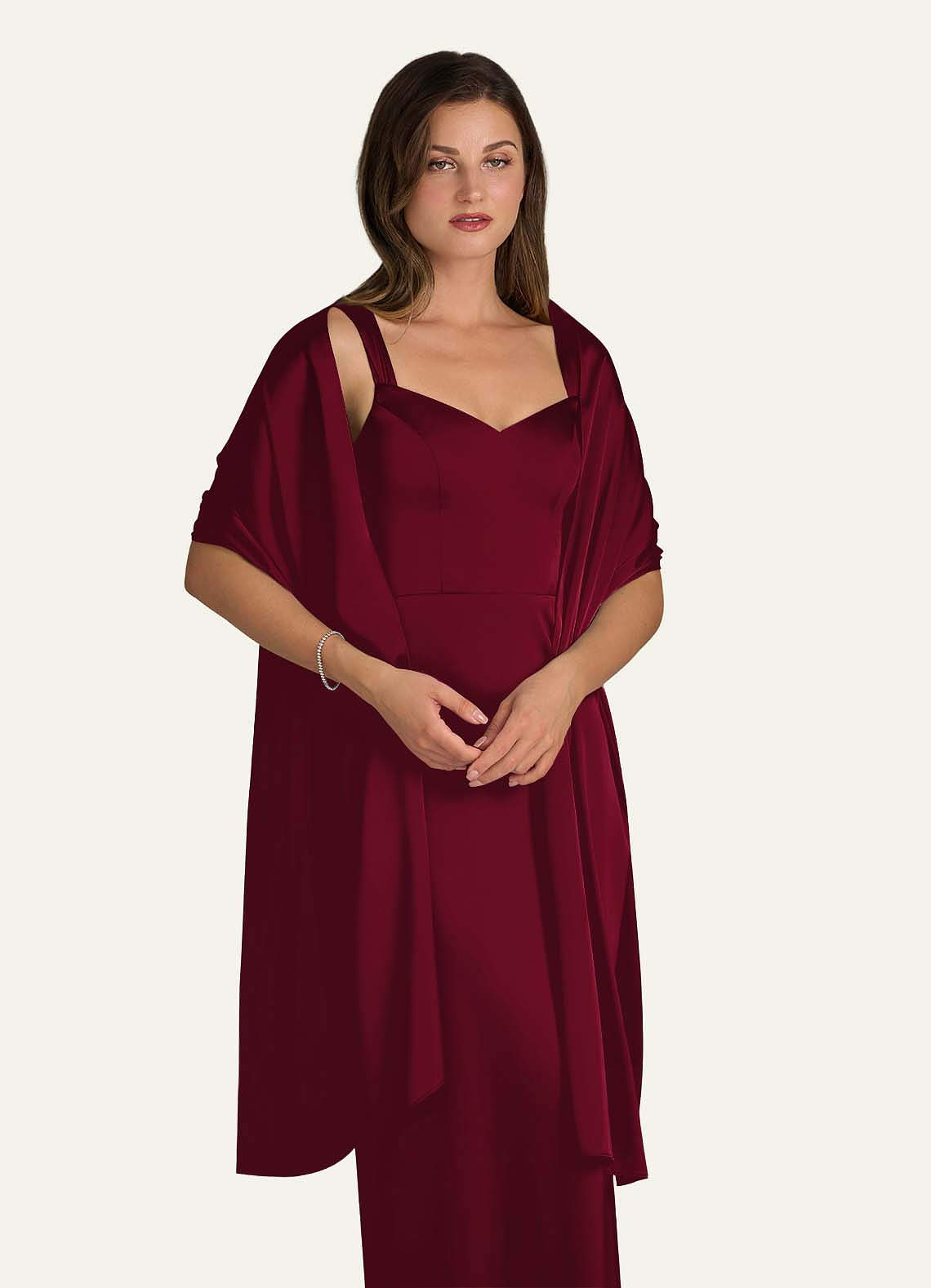 front Azazie Matching Color Stretch Satin Shawl