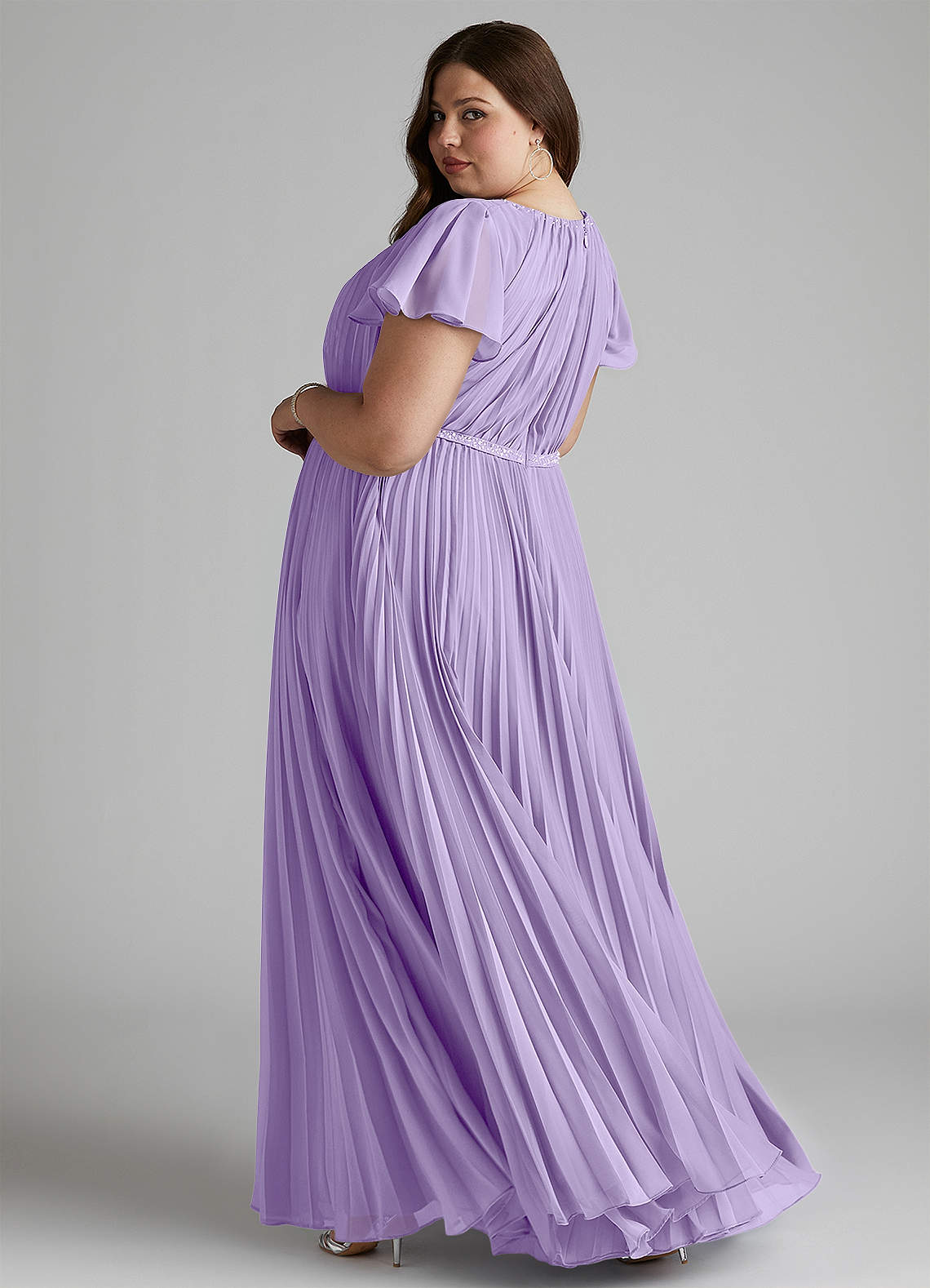 Azazie Kara Modest Bridesmaid Dresses A-Line Pleated Chiffon Floor-Length Dress image10