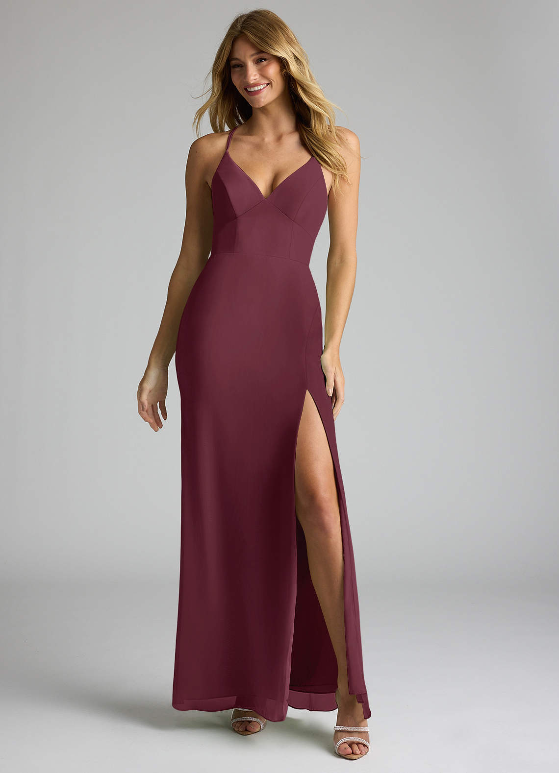 chiffon cabernet bridesmaid dresses Wedtrend Cabernet A Line V Neck Sexy Pleated Floor Length Chiffon Long Bridesmaid Dress Wedding Party Dressses, Cabernet / US10
