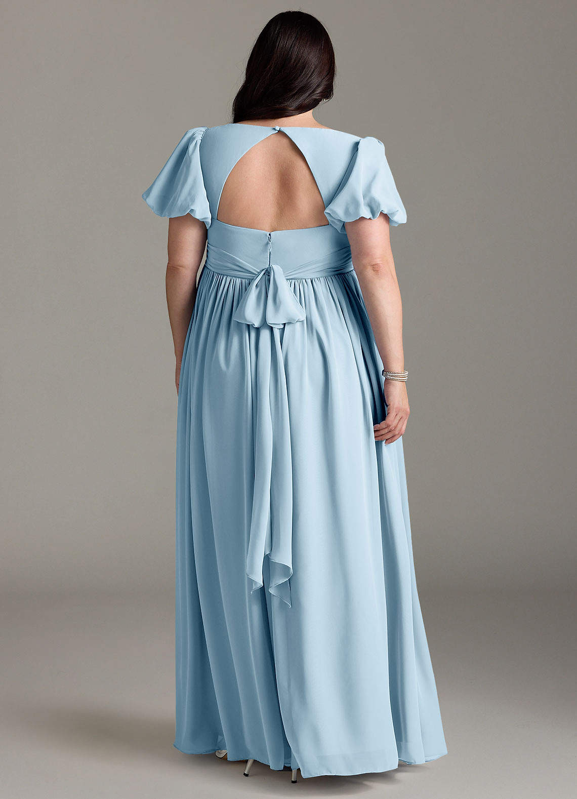 Azazie Madisynn Maternity Bridesmaid Dresses Bow Chiffon Floor-Length Dress image5