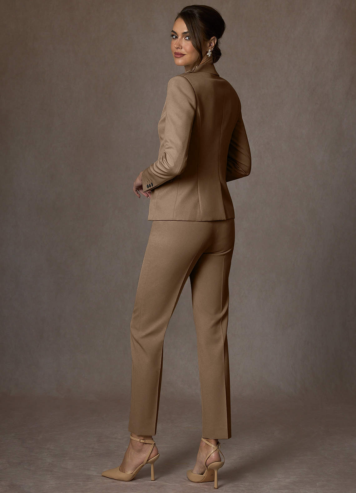 front Victoria Truffle Refined Weave Blazer