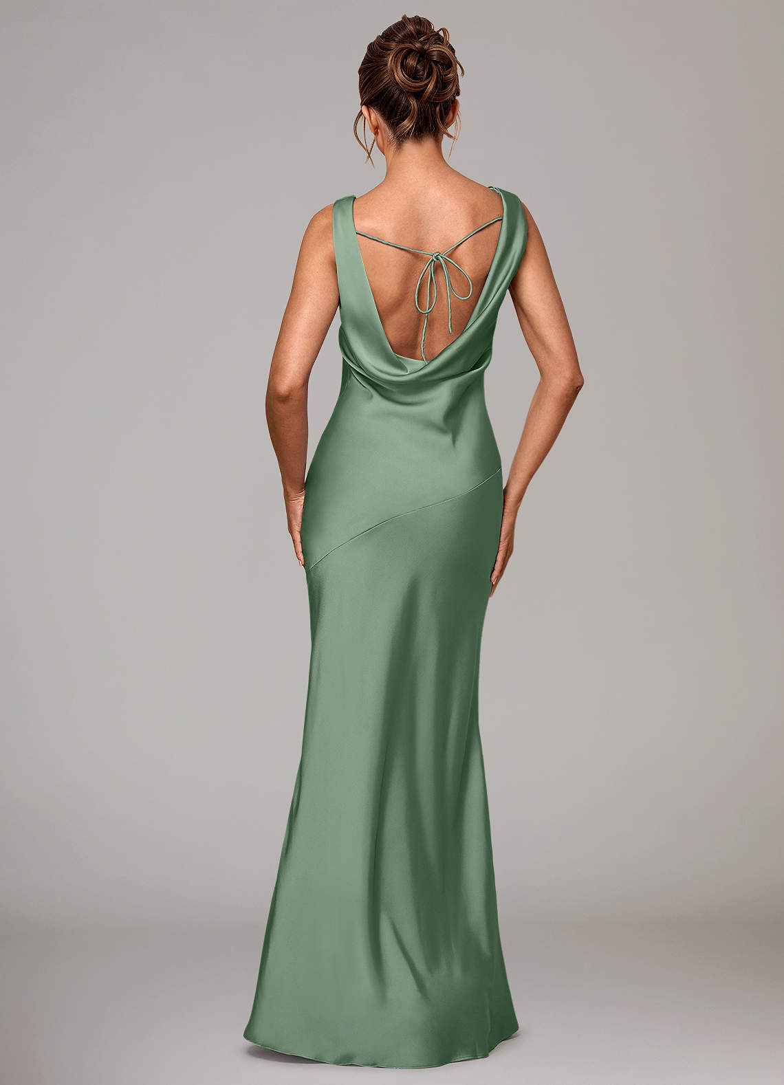 Azazie Rylina Bridesmaid Dresses Matcha Mermaid Stretch Satin Dress image4