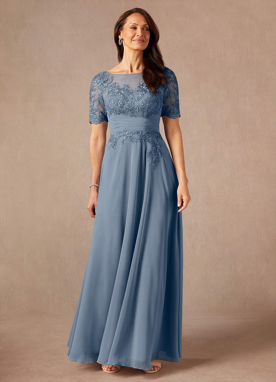 Azazie Raissa Mother of the Bride Dresses Twilight A-Line Lace Chiffon Dress image4