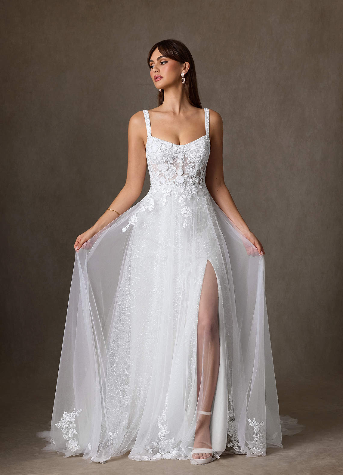 Azazie Jovana Wedding Dresses Diamond White A-Line Scoop Tulle Dress image2