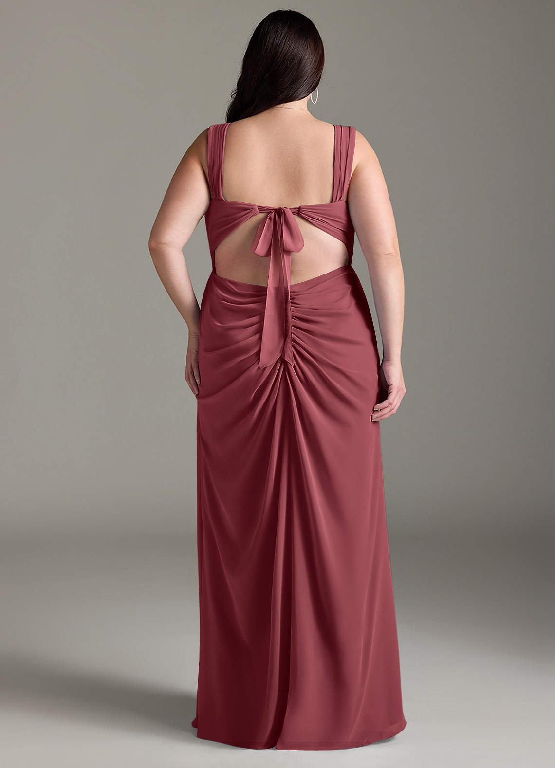 Azazie Jesaphine Bridesmaid Dresses Merlot Sheath Bow Chiffon Dress image9