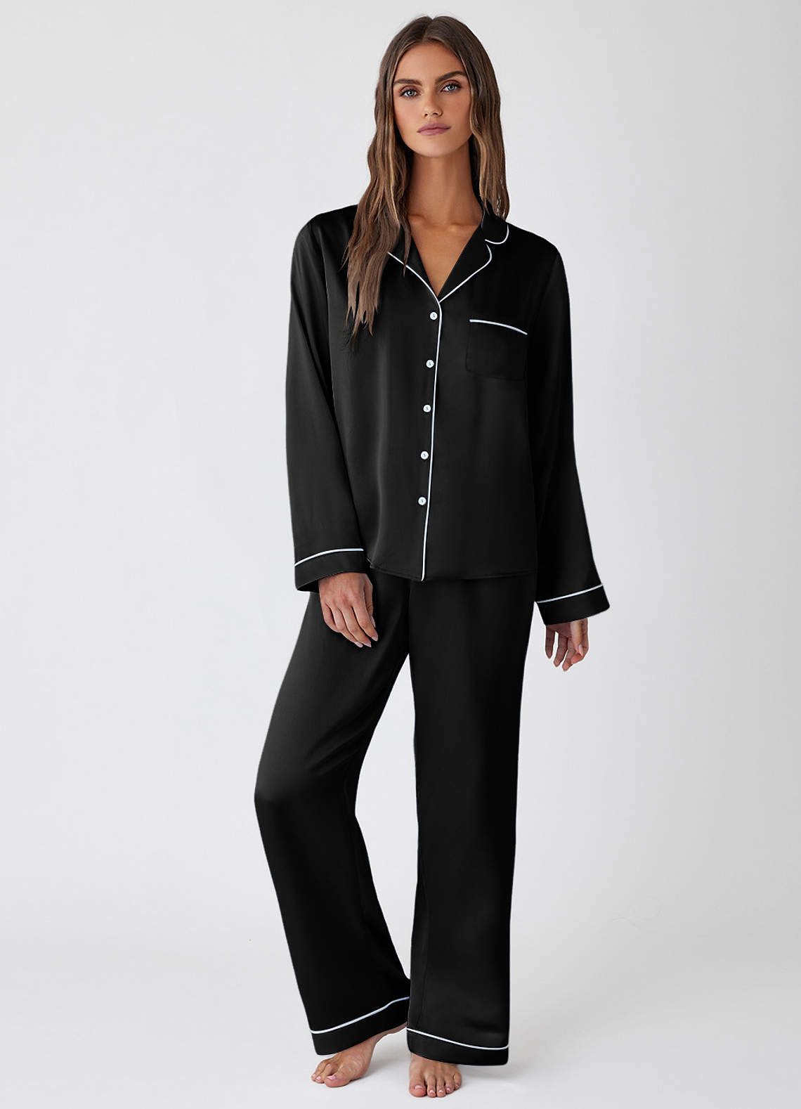 front 100% wasbare zijden pyjamabroek