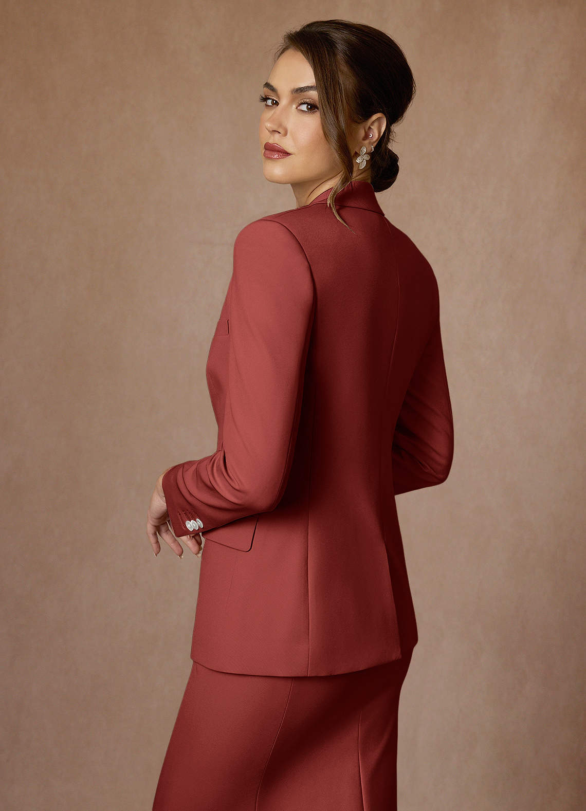 front Kennedy Terracotta Structured Stretch Dress