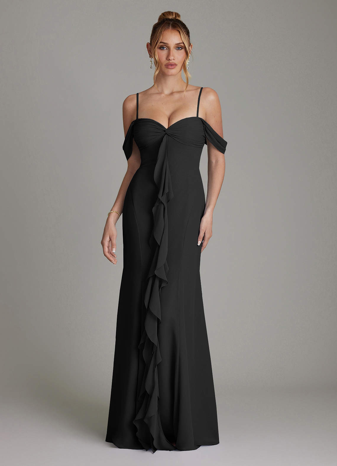 Azazie Karmela Ready to Ship Black Chiffon Bridesmaid Dresses | Azazie