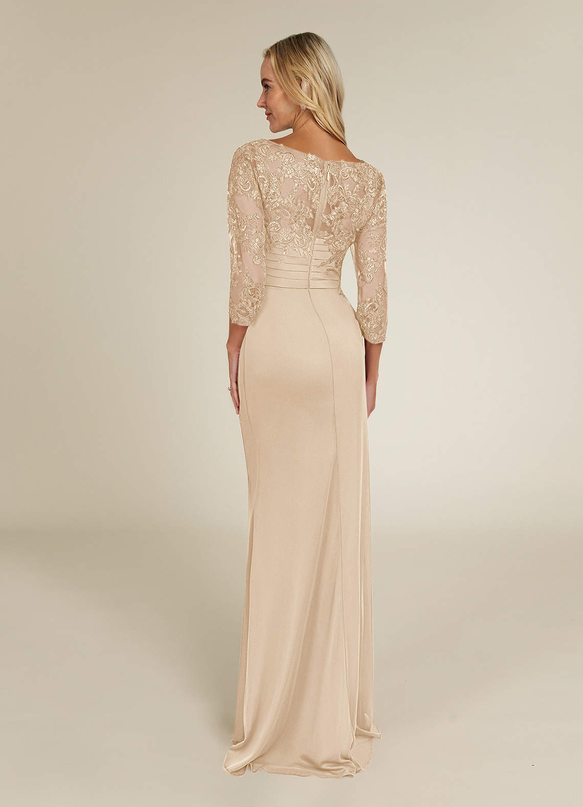 Azazie Alisondra Champagne Sheath Scoop Lace Lace Dress | Azazie
