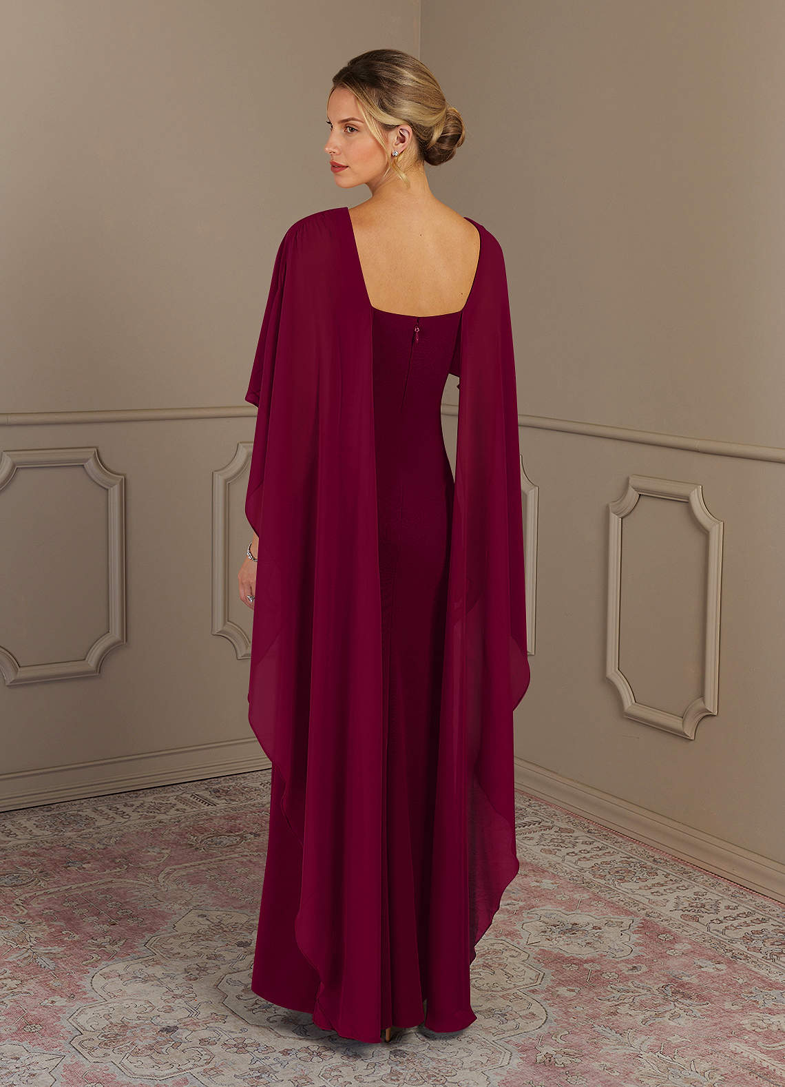 Azazie Dion vestidos de madre de la novia Vestido de Borgoña de Crepé elástico de Recto con Scoop image1