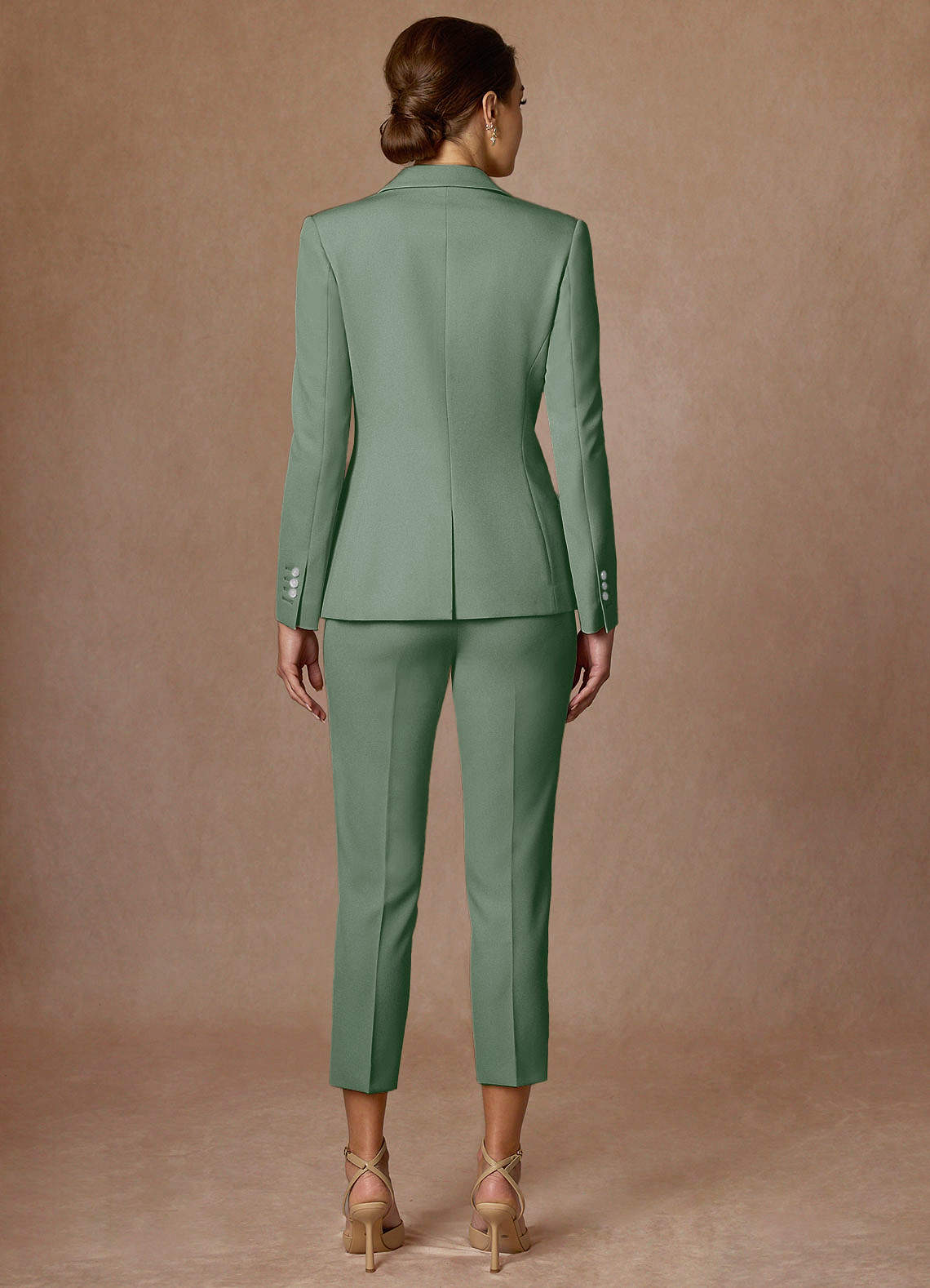 front Kennedy Matcha Structured Stretch Pants Suit