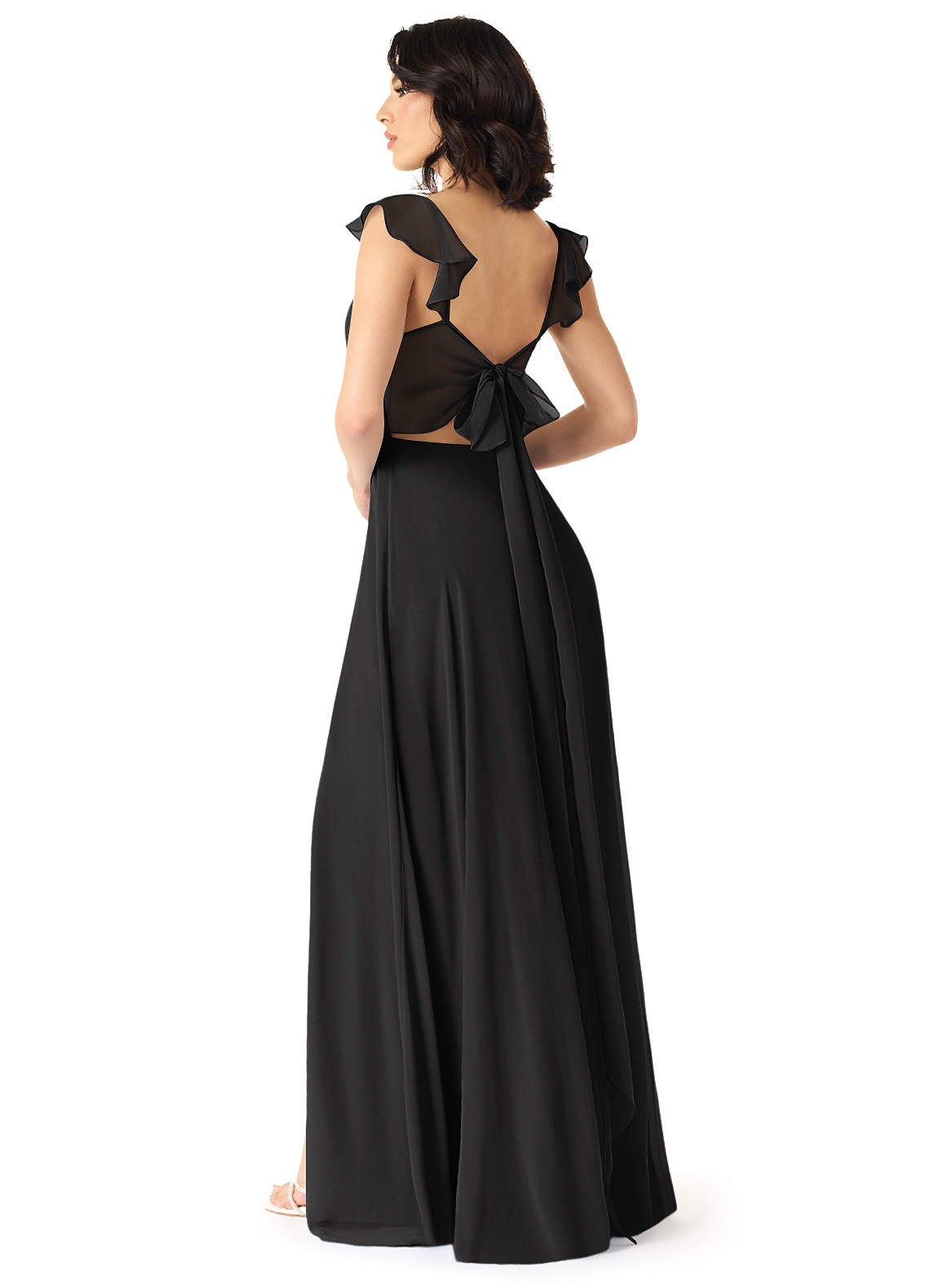 azazie black chiffon bridesmaid dress Azazie Tayla