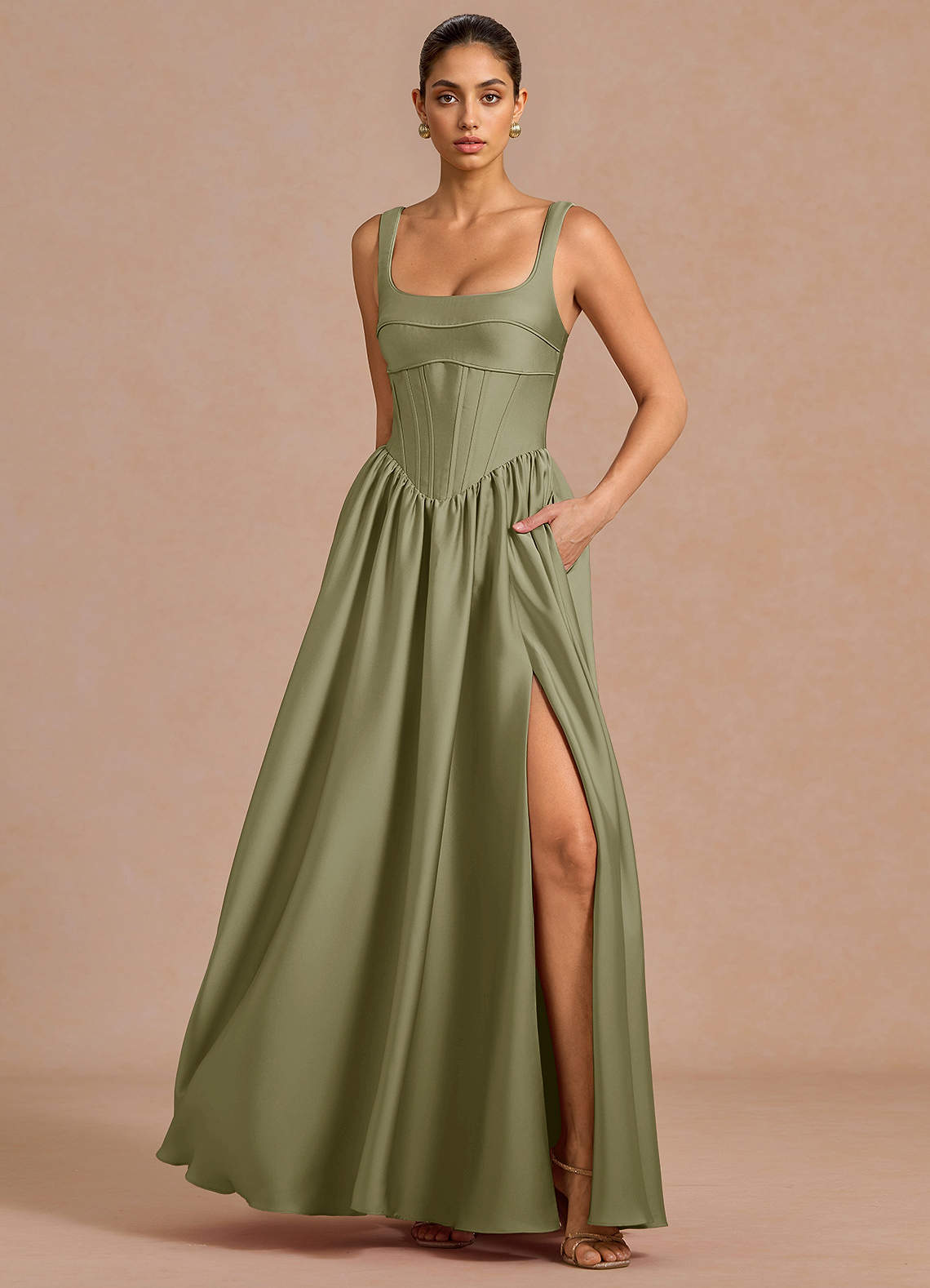 nursing friendly maxi dress PinkBlush Olive Draped Maternity/Nursing Maxi Dress