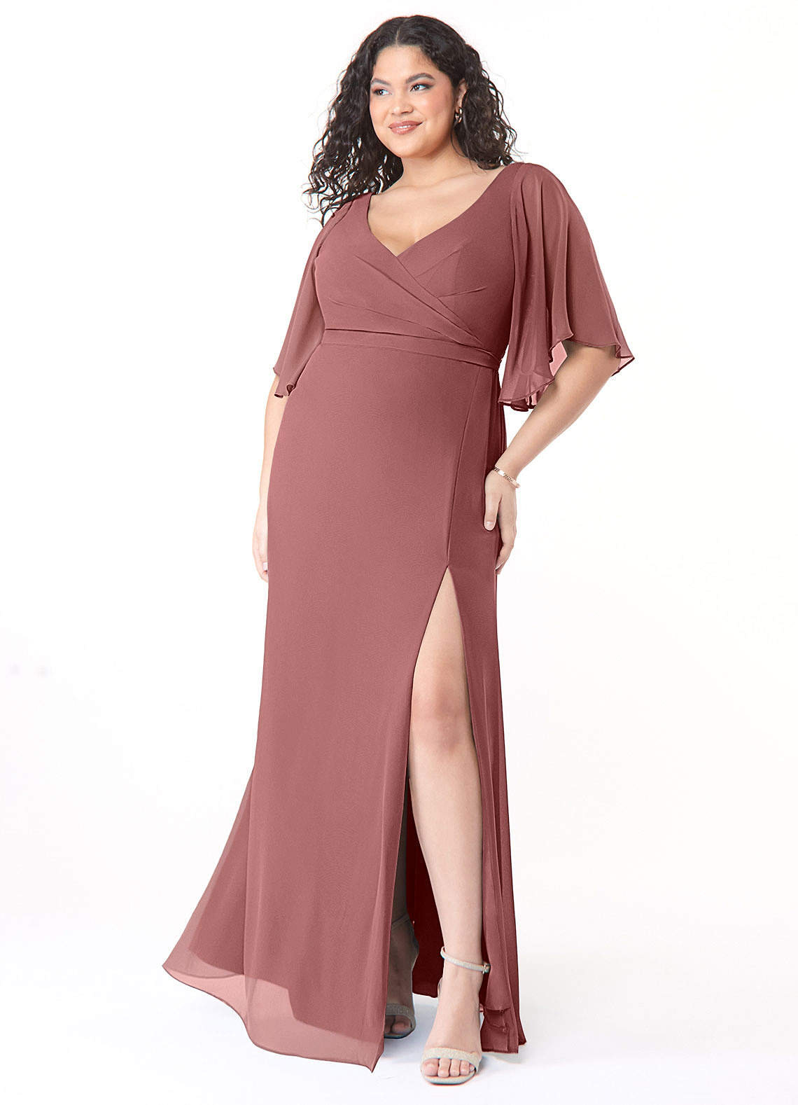Azazie Cierra Final Sale Amethyst A-Line V-Neck Chiffon Dress image1