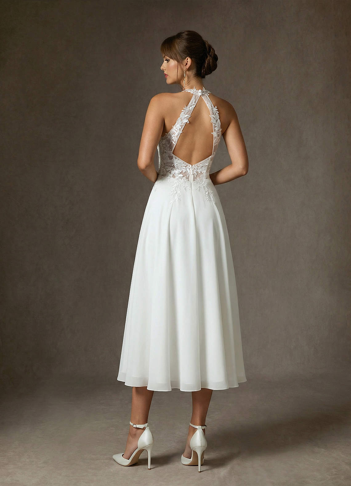 Azazie Sonia Robes de mariée Robe Trapèze en Dentelle Blanc De Diamant image2