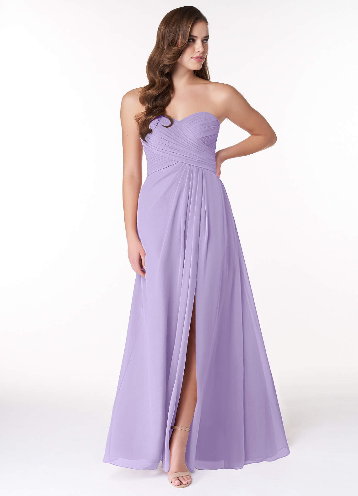 Azazie Arabella Allure Bridesmaid Dresses Lilac A-Line Sweetheart Neckline Chiffon Convertible Dress image1
