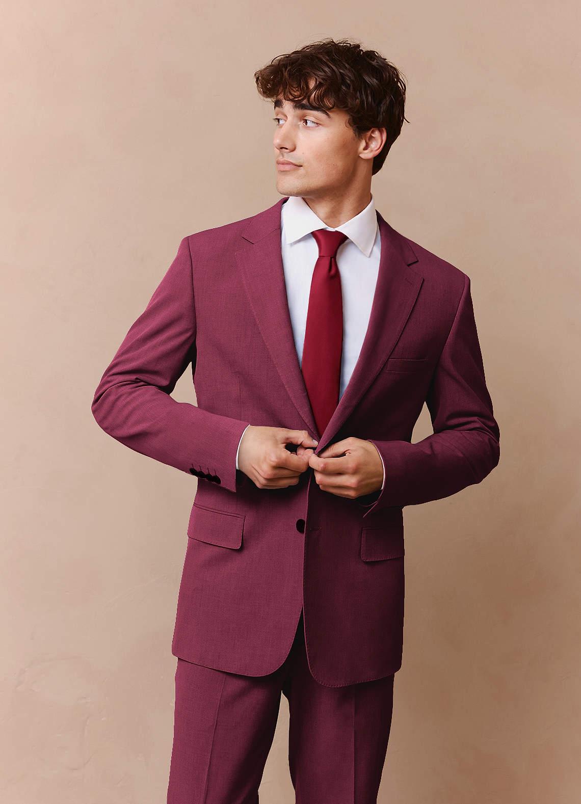 front James Burgundy Structured Stretch Suit