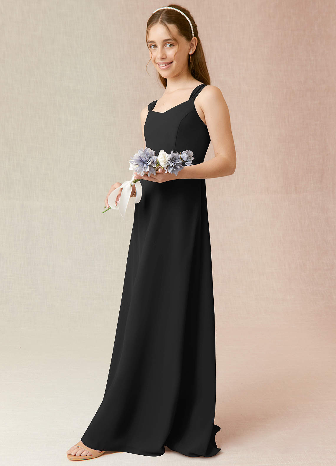 Azazie Denice A-Line Chiffon Floor-Length Junior Bridesmaid Dress image1