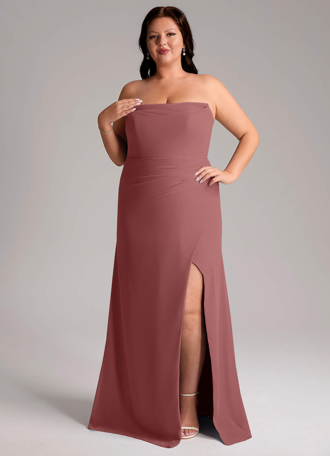 Azazie Leonis Bridesmaid Dresses Amethyst Sheath Strapless Chiffon Convertible Dress image11
